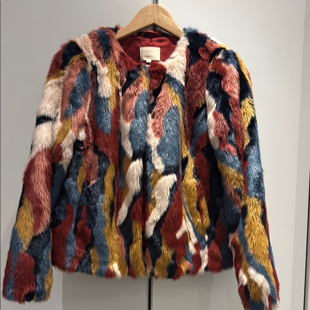 Limited edition - Sézane X Manoush Multicolor Faux Fur Jacket